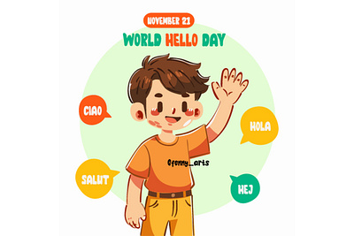 World Hello Day Speech Bubble alphabet bubble campaign celebration communication culture day event greeting hello kindness language letter media message people social speech text word