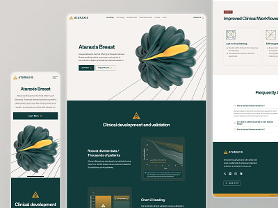 ataraxis.ai - AI Precision Medicine - Breast Cancer Page UIUX ai drug discovery ai precision medicine biotech biotech landing page biotech web design biotech website biotechnology breast cancer cancer clean drug discovery website gold green machine learning website minimal modern precision medicine website responsive website soft webflow
