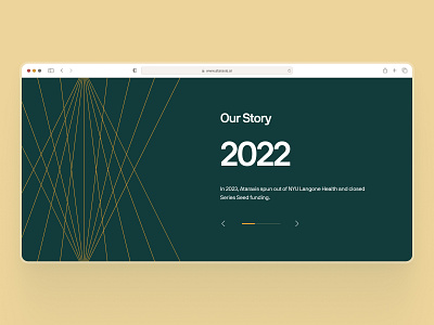 ataraxis.ai - AI Precision Medicine - Our Story Carousel Slider ai drug discovery ai precision medicine biotech biotech landing page biotech web design biotech website biotechnology carousel ui clean drug discovery website gold green machine learning website minimal modern precision medicine website responsive website slider ui soft webflow