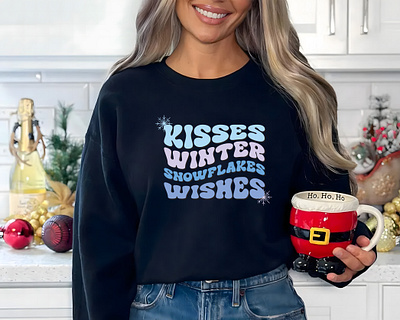 Winter Sweatshirt Design graphic design illustration design snowman sweatshirt typography vintage sweatshirt winter vibes winter woman t shirt