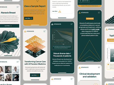 ataraxis.ai - AI Precision Medicine - Mobile Overview UIUX ai drug discovery ai precision medicine biotech biotech landing page biotech web design biotech website biotechnology clean drug discovery drug discovery website gold green machine learning website minimal mobile website modern precision medicine precision medicine website responsive website soft