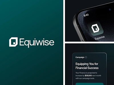 Equiwise - Branding & Logo animation app app icon brand guideline branding branding identity design finance fintech graphic design id card logo logo design motion graphics uxerflow visual identity