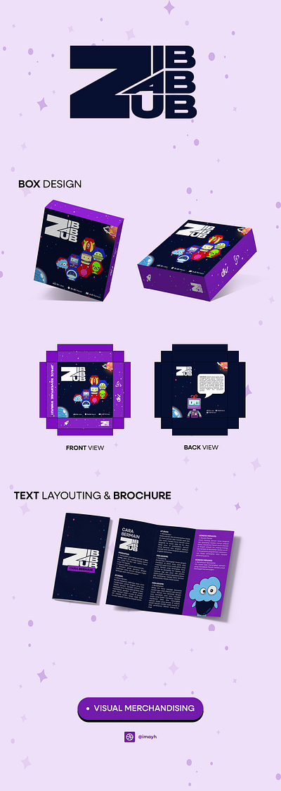 Visual Merchandise: ZIBZABZUB Boardgame boardgame layouting merchandise typography