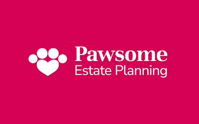 Brand for Pawsome Estate Planning brand branding estate planning logo paw pink