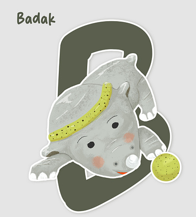 Badak/Rhino animal art badak design flatdesign illustration kidsillustration painting photoshop rhino