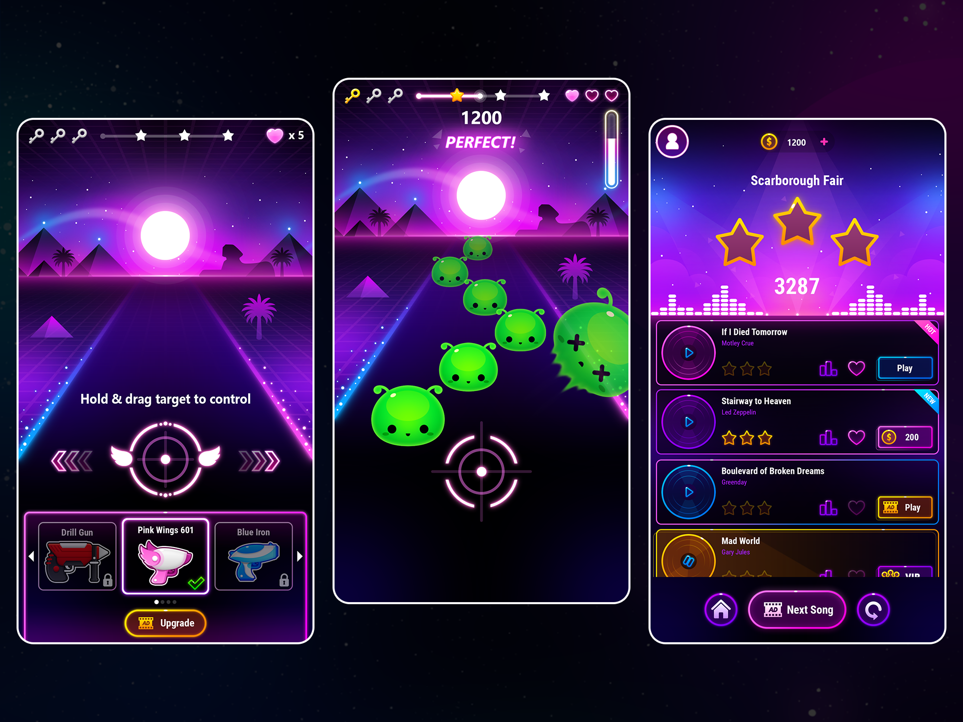Beat Smash 3D: UI/UX beat beat shooter design game game ui gun gun music illustration music music game neon neon style piano piano game piano tiles shoot shooter ui uiux