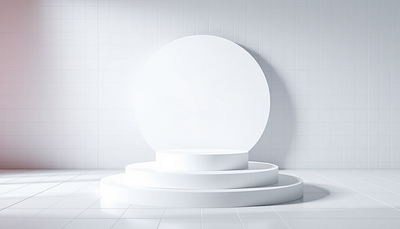 3D white round product podium background design