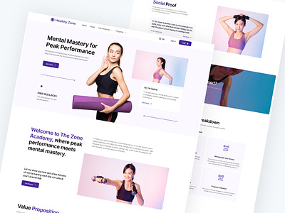 Healthcare - UI Kit Landing Page gym health healthcare landing page relaxing sport ui uidesign uiux web website woman