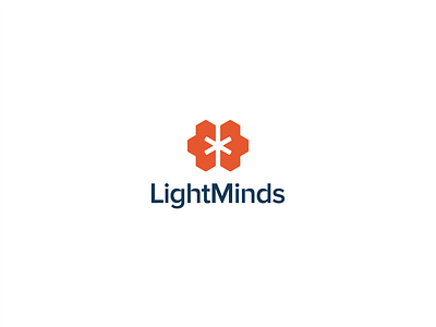 LightMinds concept 3d brain branding brilliant burst connection geometry graphic design hexagon inspiration internet light logo mind optical fiber science space spark telescope