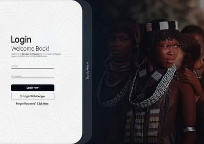 Login page UI For wonders of Ethiopia website. branding ethiopia graphic design ui