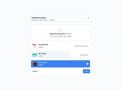 Upload Modal 📤 design dialog file minimal modal popup saas ui upload web design
