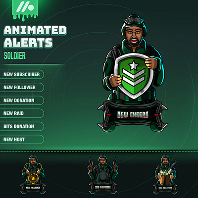 Military Theme Alert Pack - Stream Alert Pack for Streaming gaming stream alert