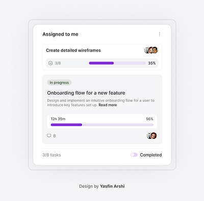 Task Manager Widgets for the Project Management Dashboard app design branding design logo onboarding ui product design project project management project management widget task management ui ux web app web app design yasfin arshi