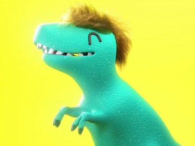 Trex with hair 3d after effects animation c4d cgi cinema 4d dinosaurs hair minimal mograph motion graphics simulation trex