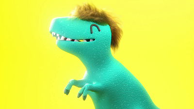 Trex with hair 3d after effects animation c4d cgi cinema 4d dinosaurs hair minimal mograph motion graphics simulation trex