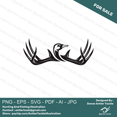 Duck Deer Antler Hunting Logo Exclusive Licence Designed deer logo