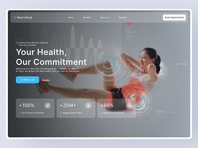 HealthClub- Health Website Hero depression design healthylifestyle hero section landing page medical care meditation meditation website mental mentalhealth mindfulness psychology saas stress ui uiux website website design wellness yoga platform