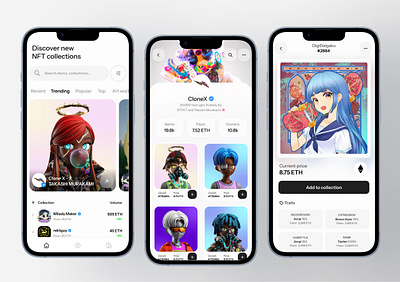 Mobile NFT Application crypto crypto mobile app defi graphic design nft ui