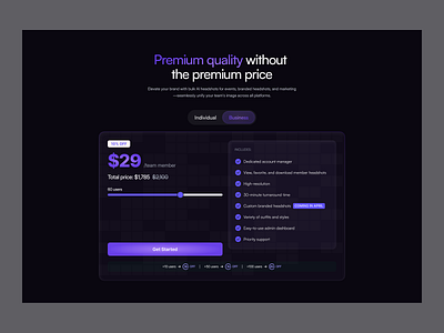 Pricing Section Dark Mode blue purple gradient dark mode gradient layout design pricing pricing slider slider tab ui design