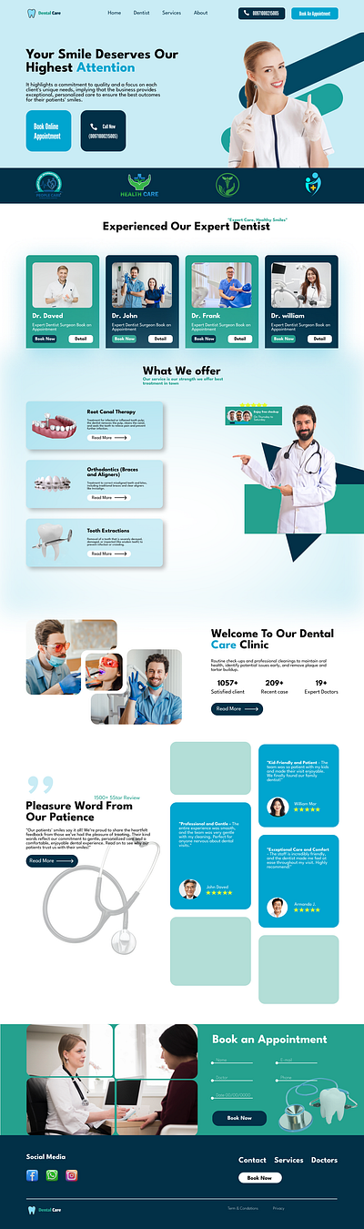 Dentist Website With creative color Scheme Or Professional Touch dentist graphic design landingpage motion graphics ourservices profesional ui ux website