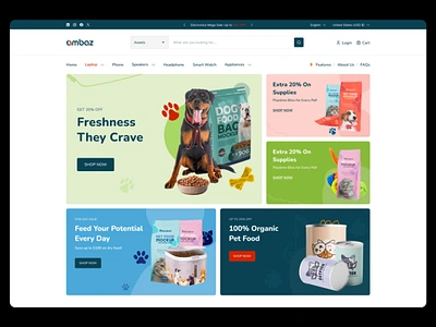 Pet Food Website animalcare cats dogfood doggrooming landing page petcare petfood petshop petstore startup website