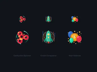 Colored icons for a game project #5 balls flat game icondesign icons rocket spinner vector