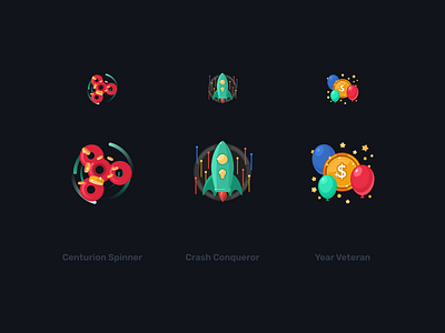 Colored icons for a game project #5 balls flat game icondesign icons rocket spinner vector