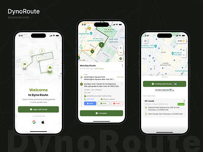 DynoRoute branding delivery optimization flat ui fleet management mobile app mobile app development route optimization route planning