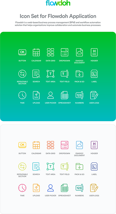 Flowdoh Icon Set automation flowdoh icon design icon set