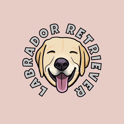 Happy Labrador Retriever Logo animal cute digital illustration dog dog art dog icon dog illustration dog logo funny happy illustration illustration art kawaii labrador retriever logo pet playful puppy retriever smile