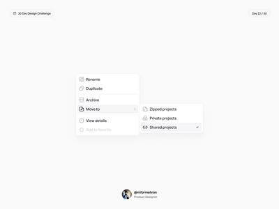 Context menu 30 day design challenge context menu product design ui design uiux uiux design ux design