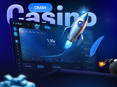 Casino Online Crash Game casino casino game casino platform crash casino crash game crypto casino designer gambling modern monitor online casino rocket ui design visual