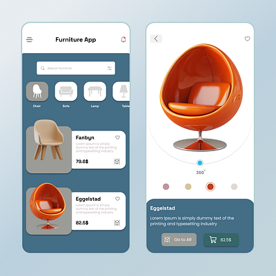 AR in Furniture App ar codeaegis furnitureapp technology ui ux vr