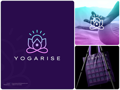 Yoga logo design body brand identity creative logo fitness gradient logo health lotus meditation minimalist logo modern logo nature sun sunrise wellness yoga brand mark yoga logo