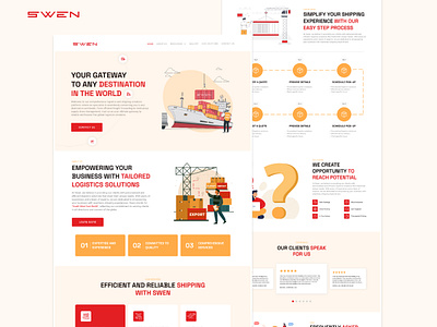 Logistics & Transportation Website UI | SWEN branding cargomanagement case study container figma figma design freightsolutions graphic design logistics mobile app presentation shippingline transportation ui uiux user experience user interface userexperience website website ui