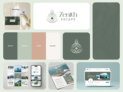 Zenith Escape brand identity branding design design graphic graphic design high altitude travel instagram posts logo logo wellness nature print social media soft colors travel travel agency wellness wellness at altitude wellness travel wellness travel agency zen travels