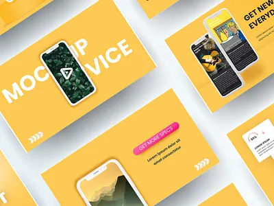 Yellow Mockup Device Gadget Presentation Template clean design design strategy educational slides gadget slideshow google slides design google slides template illustration marketing presentation yellow yellow presentation