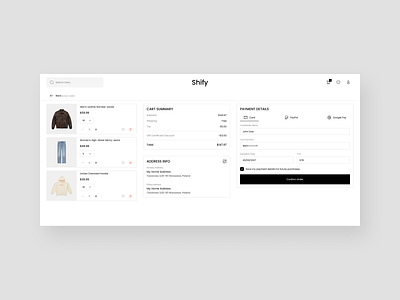 "Shipy" Cart Summary address alif app cart design e commerce fashion modern new payment method shipy summary ui ui ux design ux web website