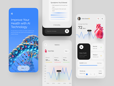 AI Health Diagnosis App 3d ai ai health animation app apps branding clean design diagnosis futuristic graphic design health illustration modern motion graphics simple ui ux website