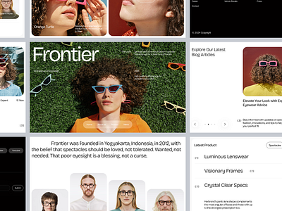 Frontier - Eyewear Landing Page clean design e commerce eyewear landing page landingpage marketplace shop ui ui design ui ux website