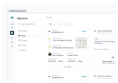 Shipment Dashboard Exploration dashboard design inspiration minimalist shipment ui