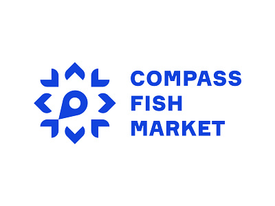 Compass fish market branding compass logo fish fish logo graphic design logo logotype mark market logotype minimal pine premium sea simple symbol vector