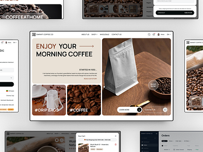 Landing Page for Coffee Beans Supplier cart coffee e commerce landing product page ui