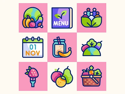 Vegan Day Animated icon set 2d animation after effects animated icons graphic design motion design motion graphics vector animation vegan