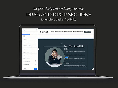 Sawyer Kajabi Theme Template Design clean template clean theme coach website coaching template elegant template elegant theme landing page landing page design landing page template sales page sales page template website design