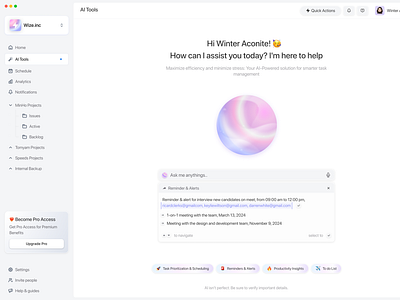 Wize.Inc ai design schedule text to do to do list typing ui uiux user experience user interface ux