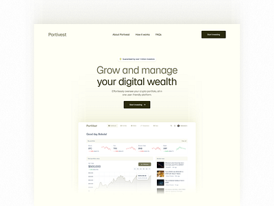 Portivest landing page clean dashboard landing page minimal ui design ui ux web3 website