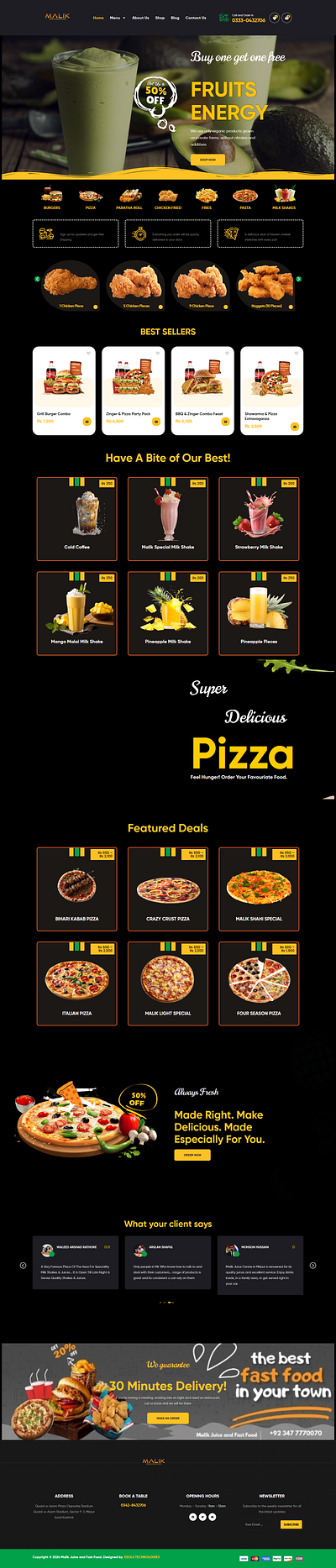 Fast Food Restaurant Website Design With elementor WordPress 3d branding graphic design ui