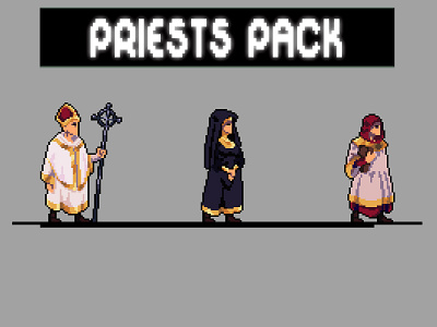 Priest Pixel Art Character Sprite Sheets Pack 2d asset assets character fantasy game game assets gamedev illustration indie game medieval npc pixel pixelart pixelated priest rpg sprite spritesheet spritesheets