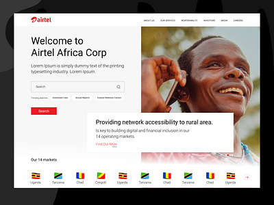 Welcome to Airtel Africa Corp branding design landing page typography ui ux vector web